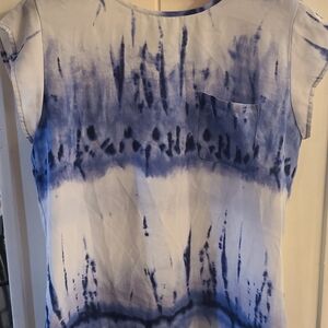 Blue Tie-Dye Top with Pocket
